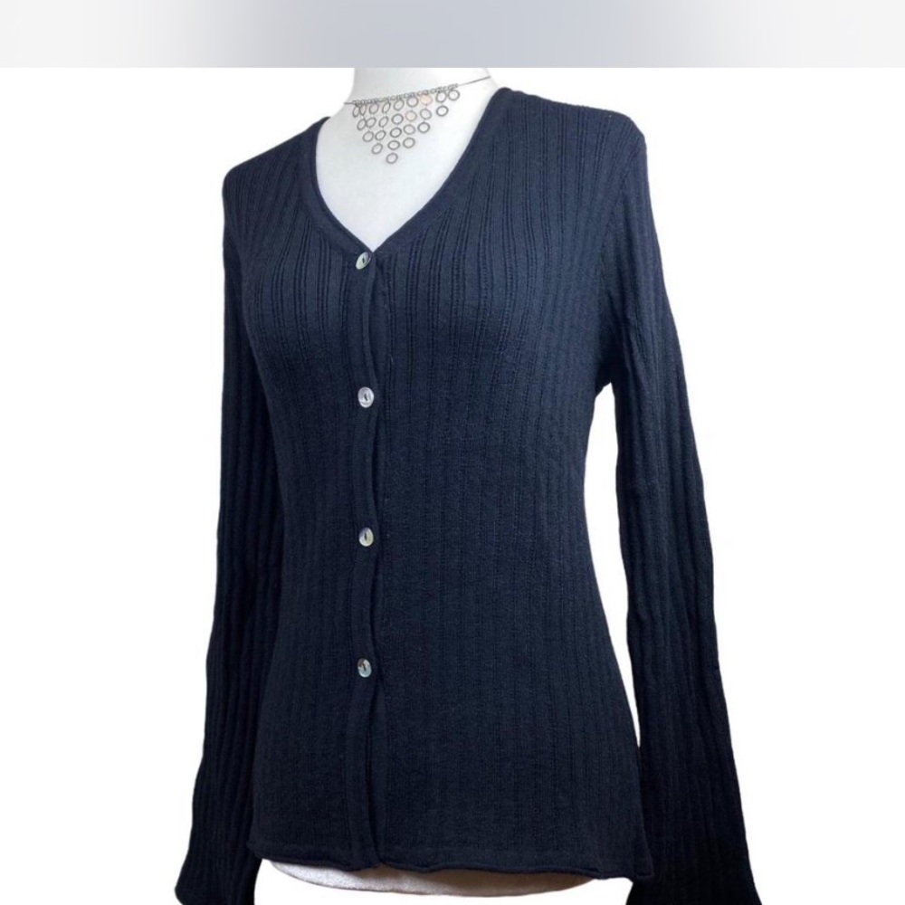 NWT Commense Black Ribbed Women's Cardigan with Flared Sleeved